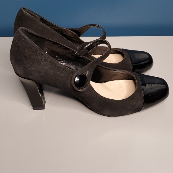 Franco Sarto Mary Janes Black Suede Pumps - Picture 4 of 16